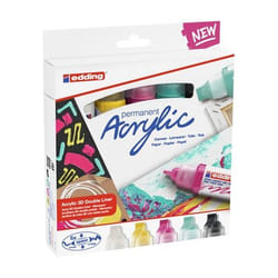 Edding Acryl 3D Double Liner marqueur indélébile Noir, Magenta, Menthe, Blanc, Jaune 5 pièce(s)