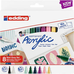 Edding Acrylic Noir, Bleu, Marron, Vert, Bleu clair, Rose, Violet, Blanc, Jaune 8 pièce(s)