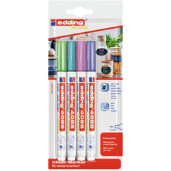 Edding 4085 Metallic Set marqueur à craie liquie Cosse Bleu métal, Vert métal, Rose métallique, Violet métallisé 4 pièce(s)
