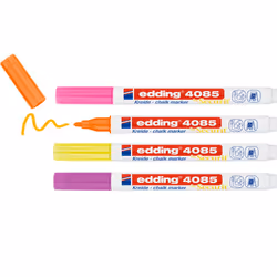 Edding 4085 Neon Set marqueur à craie liquie Cosse Orange, Rose, Violet, Jaune 4 pièce(s)