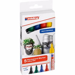 Edding 3000 marqueur indélébile Pointe ogive Noir, Bleu, Vert, Rouge, Jaune 5 pièce(s)