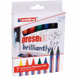 Edding Colourful Flipchart Kit marqueur indélébile Assortie Noir, Bleu, Vert, Orange, Rouge, Jaune 7 pièce(s)