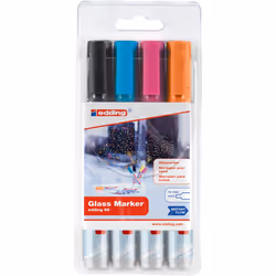 Edding 95 Glass marqueur 4 pièce(s) Pointe ogive Noir, Bleu, Orange, Rose - Vue supplémentaire 2