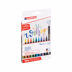 Edding 4-1340-10-4, 10 couleurs, Eau, Noir, Bleu, Vert, Vert clair, Orange, Violet, Rouge, Jaune, Pointe du marqueur, 1 mm, 6 ...