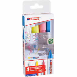 Marqueur 95, assortiment de 4 pièces Marqueur en verre pour l'écriture et le marquage sur la plupart des surfaces en verre et ...