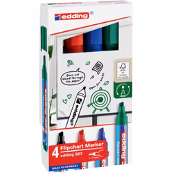 Marqueur edding 383 pour tableau de conférence, assortiment de 4 sets Marqueur de tableau spécialement conçu pour l'écriture  ...