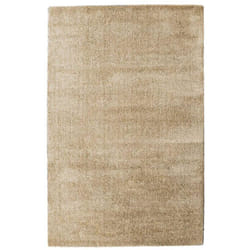 Tapis longs poils shaggy 80x150 rectangle tissé beige motif uni NADI