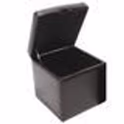 Tabouret cube - ONEX - Marron - Cuir - 45x44x44cm - Abattant intégré