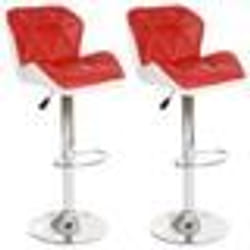 Lot de 2 tabourets de bar Hamilton en bois et similicuir - Rouge - Réglable en hauteur - Construction stable