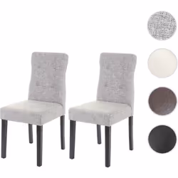 2x chaise de salle à manger HWC-E58, fauteuil ~ similicuir crème, pieds clairs - Livraison: 2x chaise de salle à manger - Ang ...