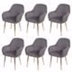 Chaises de salle à manger - NO NAME - HWC-F18 - Velours gris - Pieds en métal dorés - Lot de 6