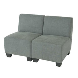 Canapé 2 places - NO NAME - Lyon - Tissu 100% polyester - Gris - Fixe sans accoudoirs