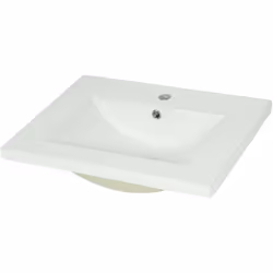 Lavabo HWC-D16, lavabo à main salle de bain, céramique rectangulaire blanc ~ 61cm 30mm bord - Avec trou pour robinet et trop- ...