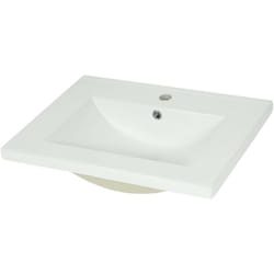 Lavabo HWC-D16, lavabo à main salle de bain, céramique rectangulaire blanc 61cm 30mm bord