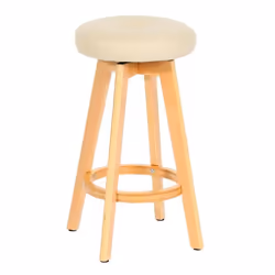 Tabouret de bar - NO NAME - Navan - Simili cuir - Crème - 360° pivotant