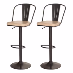 Tabouret de bar - NO NAME - HWC-H10a - Réglable en hauteur - Pivote à 360° - Vintage beige