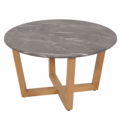 Table basse - NO NAME - HWC-M61 - Bois massif HDF - Ø80cm - Aspect marbre/pierre - Résistante à la chaleur
