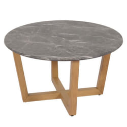 Table basse - NO NAME - HWC-M61 - Bois massif HDF - Ø80cm - Aspect marbre/pierre - Résistante à la chaleur