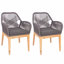 Set de 2 chaises de jardin HWC-H56b fauteuil Outdoor chaise avec accoudoirs résistant aux intempéries corde tressée bo