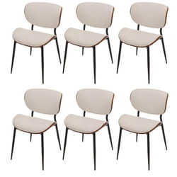 Lot de 6 chaises de salle à manger HWC-O45 chaise bois courbé similicuir 280g/m2 ko-Tex MVG - aspect noyer blanc