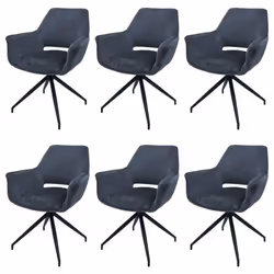 Lot de 6 chaises de salle à manger HWC-M53 chaise de cuisine avec accoudoirs pivotante Auto-Position métal tissu/text