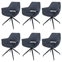 Lot de 6 chaises de salle à manger HWC-M53 chaise de cuisine avec accoudoirs pivotante Auto-Position métal tissu/text