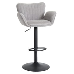 Tabouret de bar - NO NAME - HWC-M6 - Tissu gris clair - Accoudoirs - Réglable en hauteur