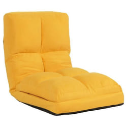 Fauteuil-lit pliable - NO NAME - HWC-N45 - Velours jaune - Dossier réglable - 1 place
