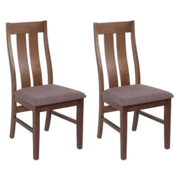 Chaise de salle à manger - NO NAME - HWC-M58 - Tissu 100% polyester - Bois massif dhévéa - Lot de 2