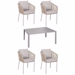 Ensemble table et chaises de jardin - NO NAME - HWC-N41 - Aluminium résistant - Corde tressée - 6 personnes