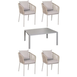 Ensemble table et chaises de jardin - NO NAME - HWC-N41 - Aluminium résistant - Corde tressée - 6 personnes