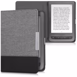 kwmobile Étui liseuse compatible avec Pocketbook Touch Lux 3/Basic Lux/Basic Touch 2 - Housse avec rabat magnétique en tissu  ...