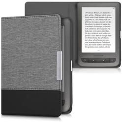 kwmobile Étui liseuse compatible avec Pocketbook Touch Lux 3/Basic Lux/Basic Touch 2 - Housse avec rabat magnétique en tissu canevas