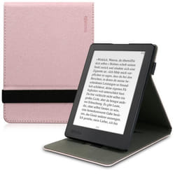 kwmobile Coque pour liseuse électronique Kobo Aura H2O Edition 2 - Coque rabat liseuse en simili cuir - Étui de protection or rose