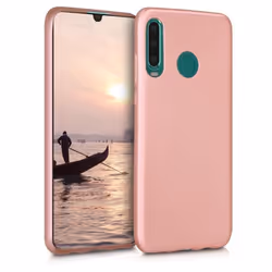 Coque - kwmobile - Huawei P30 Lite - Silicone - Or rose métallique - Souple