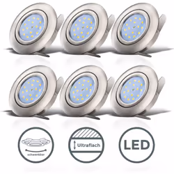 Description générale Le lot de 6 spots LED encastrables ultra-plats B.K.Licht est idéal pour un éclairage intérieur moderne e ...