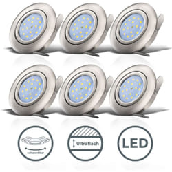B.k.licht - lot de 6-12 spots led encastrables ultra-plats orientables platine led 5W intégrée plafonnier éclairage intérieur blanc chaud 230V IP23