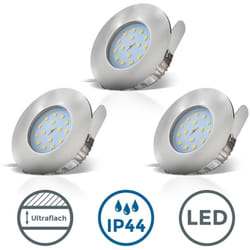 B.k.licht - lot de 3 spots led à encastrer ultra-plats salle de bain IP44 spots encastrables plafond