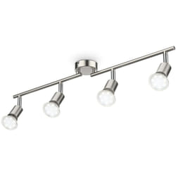 Plafonnier led dinterieur 4 spots pivotants & orientables, 4 ampoules led 2,9W GU10, barre spots plafond salon salle à manger cuisine couloir, 2 bras