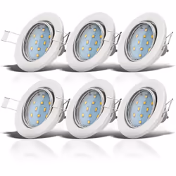B.K.Licht lot de 6 spots LED encastrables orientables blancs, 6 ampoules LED GU10 incluses, éclairage plafond LED intérieur,  ...