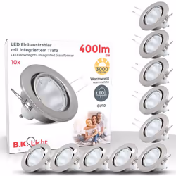 Description générale Le lot de spots encastrables B.K.Licht comprend 10 unités, chacune équipée d'une ampoule LED GU10 de 5W. ...