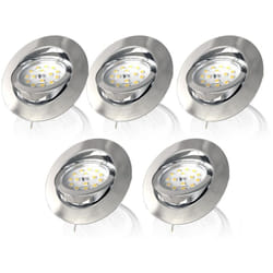 B.k.licht - lot de 5 spots led encastrables orientables dimmables 5.5W 470Lm ultra plats 30mm coloris nickel mat éclairage plafond blanc chaud