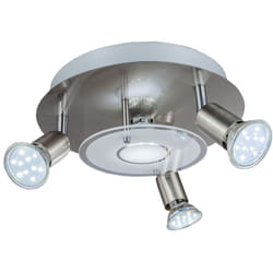 B.k.licht - Plafonnier led luminaire plafond rond métal verre éclairage plafond salon 3 spots GU10