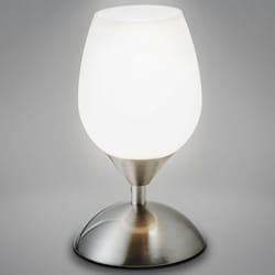 Lampe de chevet tactile, intensité lumineuse variable par paliers,E14,lampe de bureau, lampe chevet, lampe de table, 12,6x15,7 cm,nickel mat