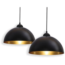 B.k.licht - Suspension design lustre vintage noir-doré luminaire plafond cuisine lot de 2 E27