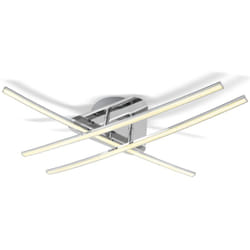 B.k.licht - Plafonnier led virgo ii luminaire plafond design moderne 3 barres led éclairage salon nickel-mat