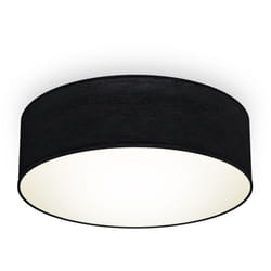 B.k.licht - plafonnier textile noir, éclairage plafond design moderne & sobre, éclairage bureau, rond Ø30cm, douille E27, livré sans ampoule