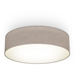 Plafonnier textile couleur taupe, éclairage plafond design moderne & sobre, éclairage bureau, rond Ø38cm, 2 douilles E27, livré sans ampoules