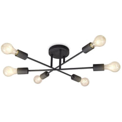 B.k.licht - Plafonnier Design Vintage Industriel, lustre style rétro, noir mat, bras lumineux ajustables, pour 6 ampoules Edison E27 (non fournies)