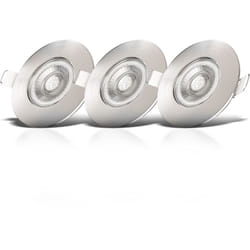 B.k.licht - Spots 5W led encastrables spécials sdb ultra-plats nickel mat IP44 Set de 3
